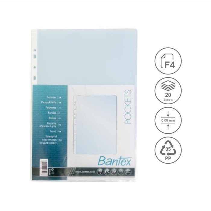 

[BMS Bekasi] Bantex Sheet Protector / Pocket Anti Glare Tebal 0.09 mm Isi 20 Lembar Ukuran Folio - 8045 08