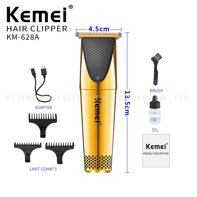 Kemei KM-628A USB Rechargeable Hair Clipper Cordless Electric Hair