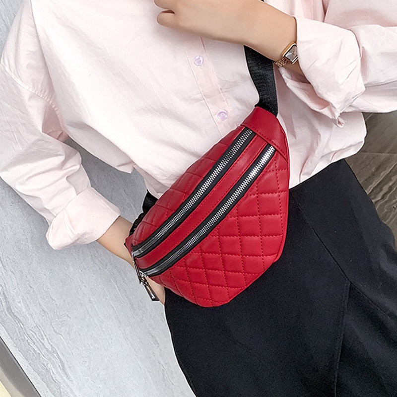 Hot Sale Fashion Wanita Pinggang Tas Dada Tas PU Kulit Tahan Air Tas Messenger Bahu Tas Multifungsi