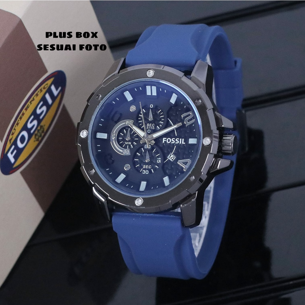 Jam Tangan Pria S41052L Tali Rubber Tanggal Aktif Chrono Variasi Free Box Exclusive &amp; Baterai