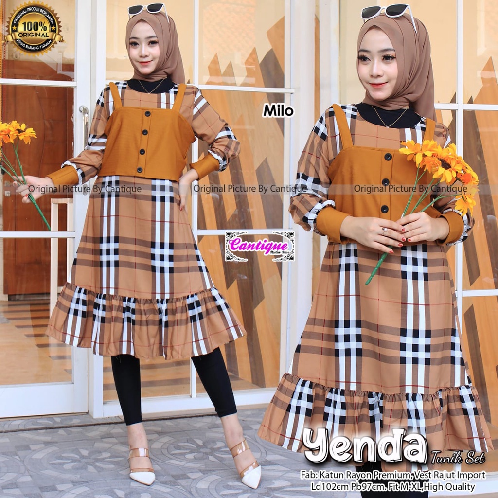 YENDA TUNIK SET // ATASAN WANITA MUSLIM // HIGH QUALITY , VEST RAJUT IMPORT