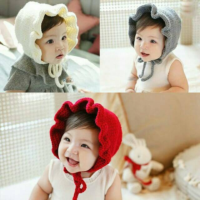 topi rajut winter tebal/topi winterTopi bayi/topi noni bayi/topi bonnet bayi/topi bayi import/topi a