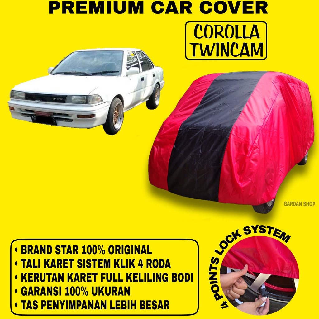 Body Cover COROLLA TWINCAM MERAH HITAM Penutup Bodi Mobil Corolla Twincam Waterproof PREMIUM