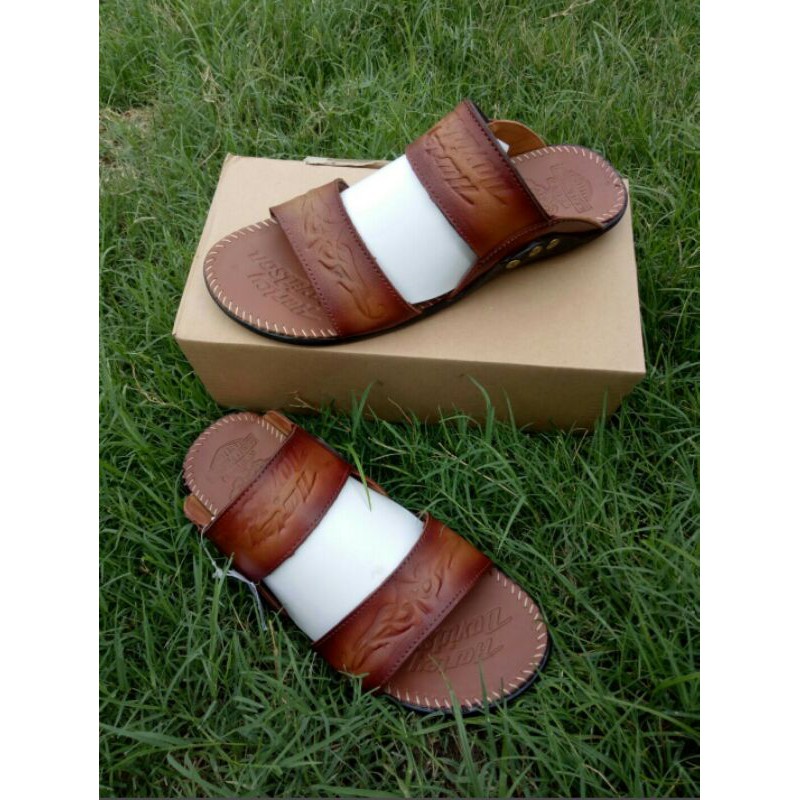 Sandal harley davitson ban dua coklat tua