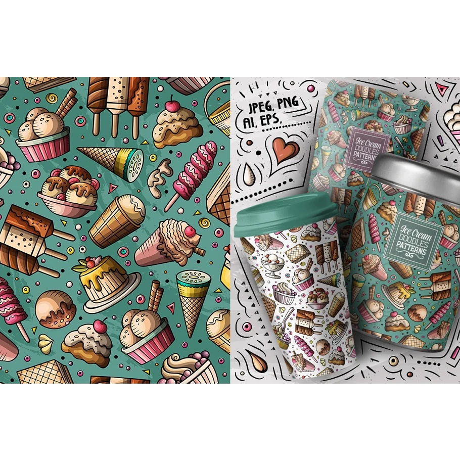 7 Ice Cream Seamless Patterns