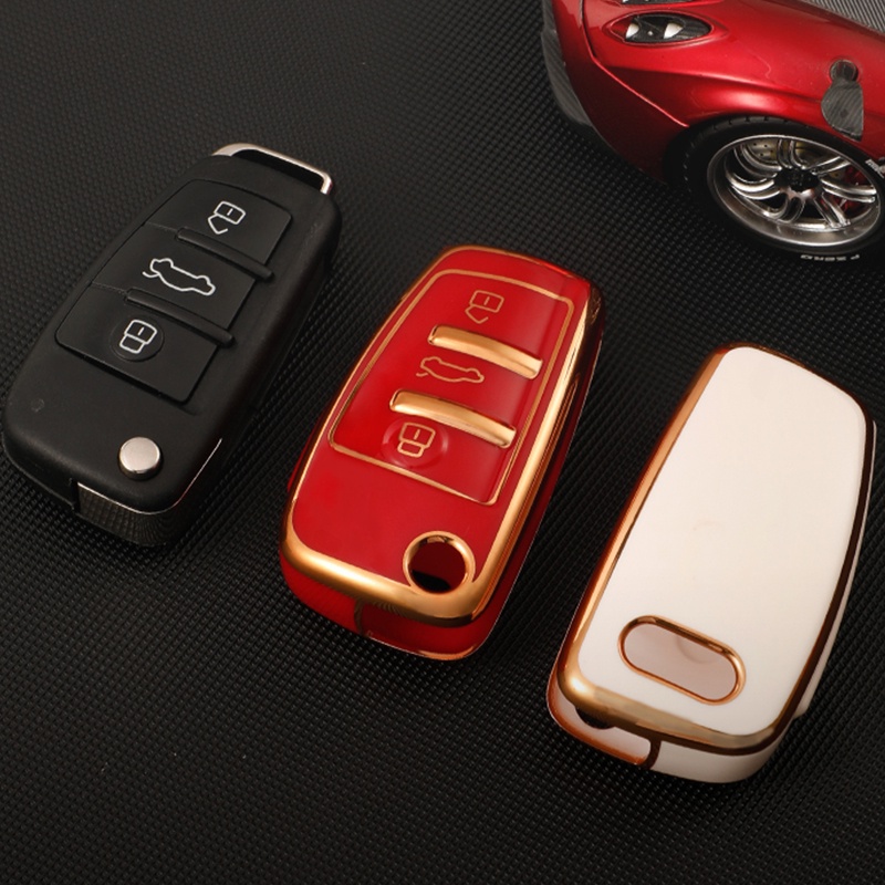 Casing Kunci Mobil Lipat 3 Tombol Bahan TPU Untuk Audi A2 A3 A4 A6 A6L A8 Q7 TT
