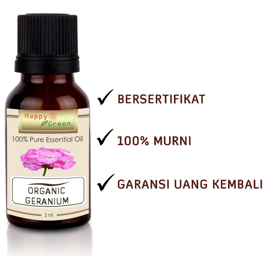 Happy Green ORGANIC Geranium Essential Oil (5 ml) - Minyak Geranium