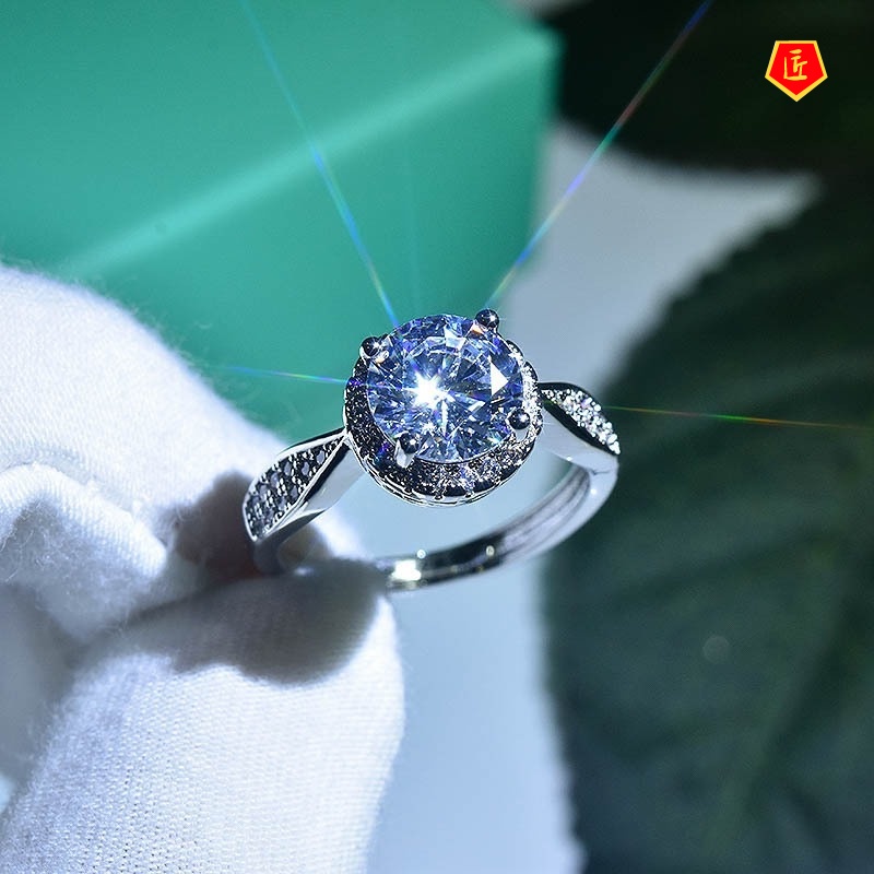 [Ready Stock]2 Karat Moissanite Open Ring Fashion Classic