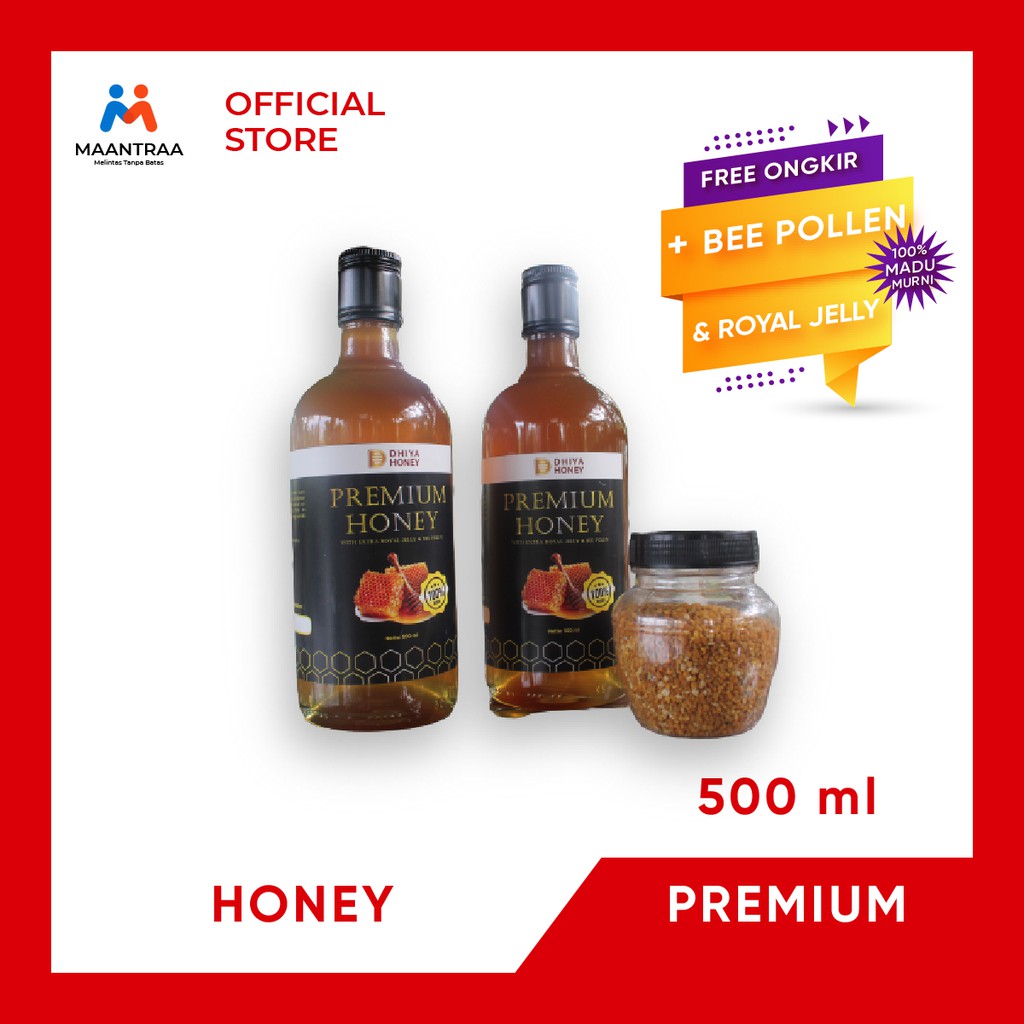 

DHIYA HONEY Premium Madu Murni Dengan Kandungan Royal Jelly Dan Bee Pollen 500 mL