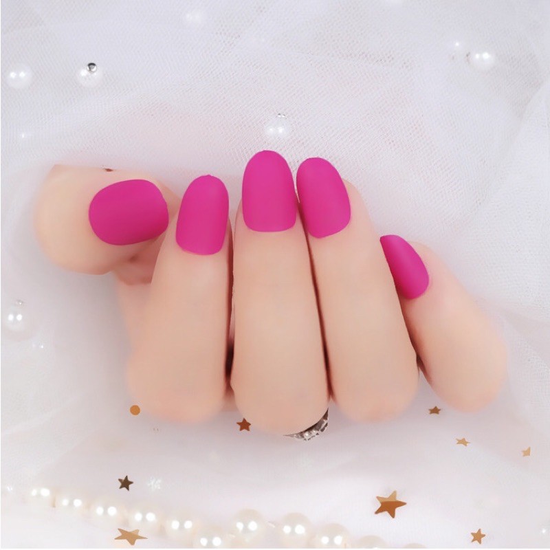 (11-30) 24pcs SHORT ROUND MATTE FAKE NAILS/ kuku palsu matt oval pendek kupal doff pendek bulat