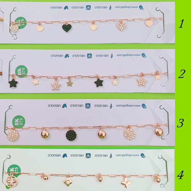 Gelang Pipih Paperlina Paperclip Love, Bintang, Bulat, LV Kombi hitam putih UBS