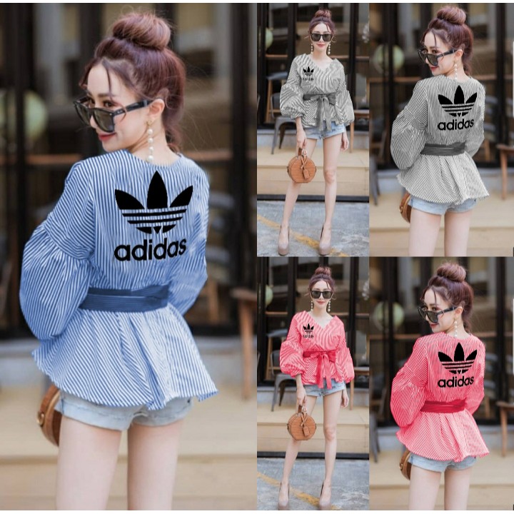 *[HNFK] Blouse Salur Wanita Korea / Blouse Salur Lengan Wanita / Atasan Wanita Salur
