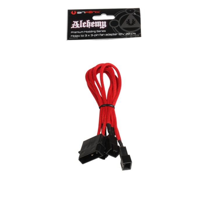 BitFenix Alchemy Molex to 3 Fan Adapter 12V 20cm Red ORIGINAL RESMI