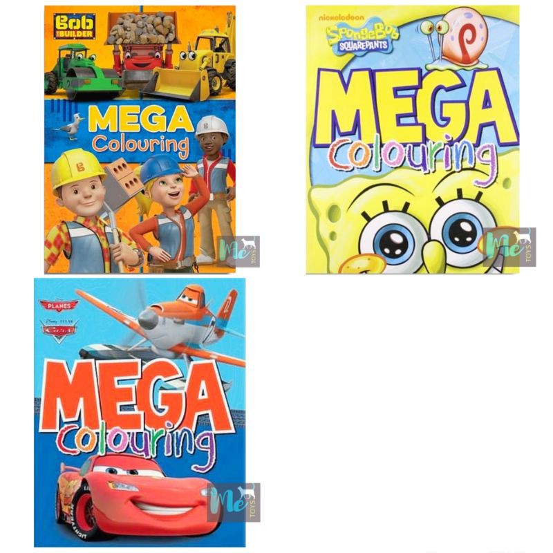 Mega Colouring : Bob Builder ; Sponge Bob ; Cars & Planes