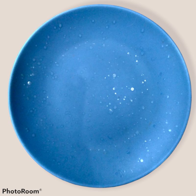 PIRING MAKAN KERAMIK MURAH / SALAD PLATE RUSTIC ukuran 21cm-Blue doff