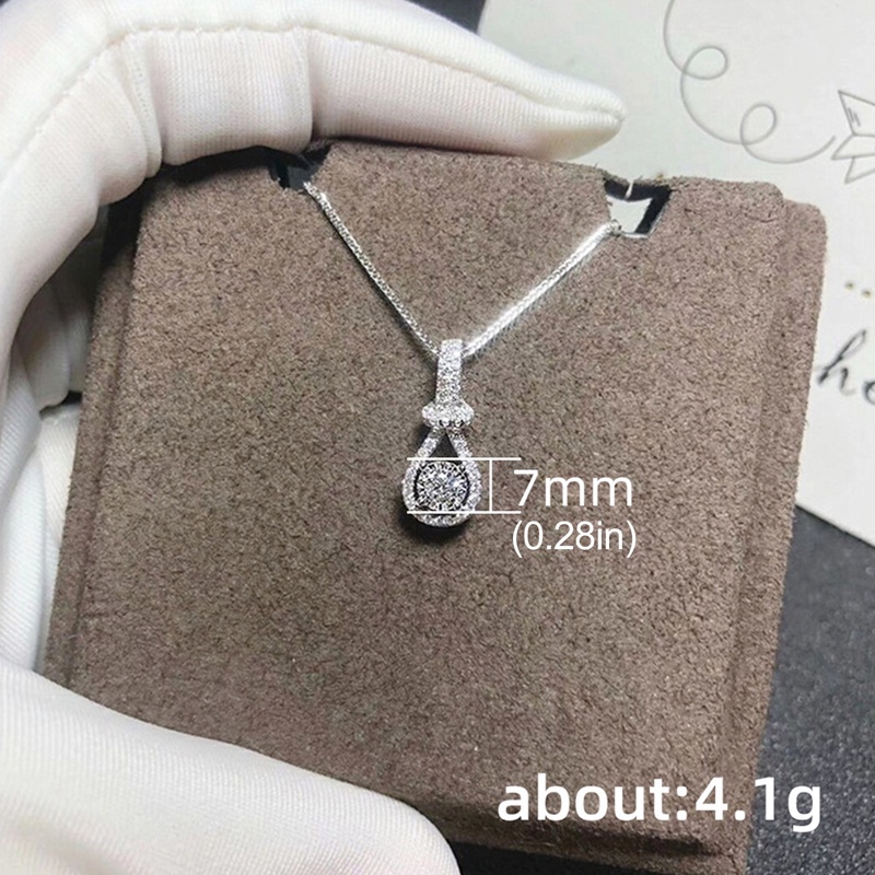 Kalung Kristal Cubic Zirconia Warna Silver Untuk Wanita