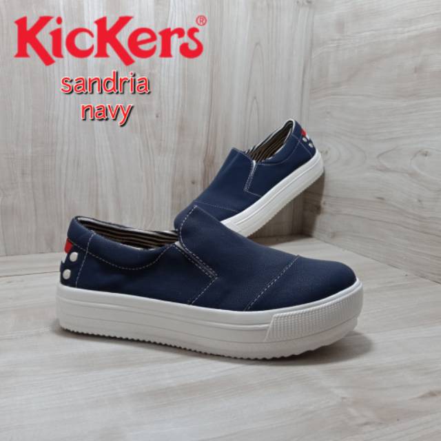 terlaris    Sepatu Wanita Kickers Sandria Slip On Wedges Warna Putih dan Peach ready Ukuran