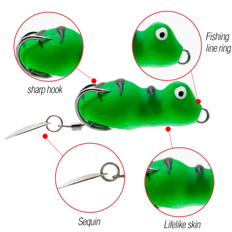 Umpan Pancing Soft Bait Bentuk Katak Mata 3D 5 Warna Ukuran 4cm / 5g