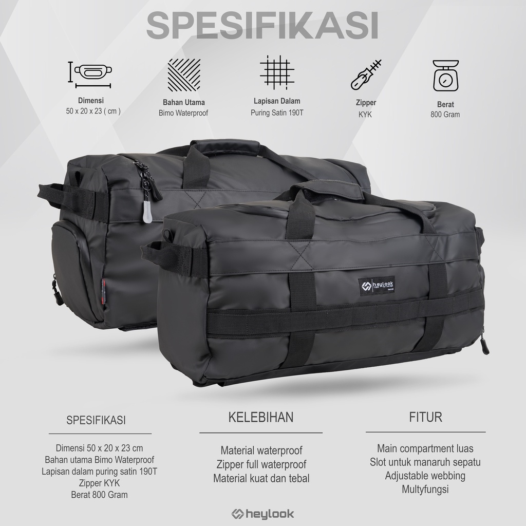 HEYLOOK Project - Travel Bag Waterproof RAZOR Tas Gym Tas Olahraga Duffle Bag