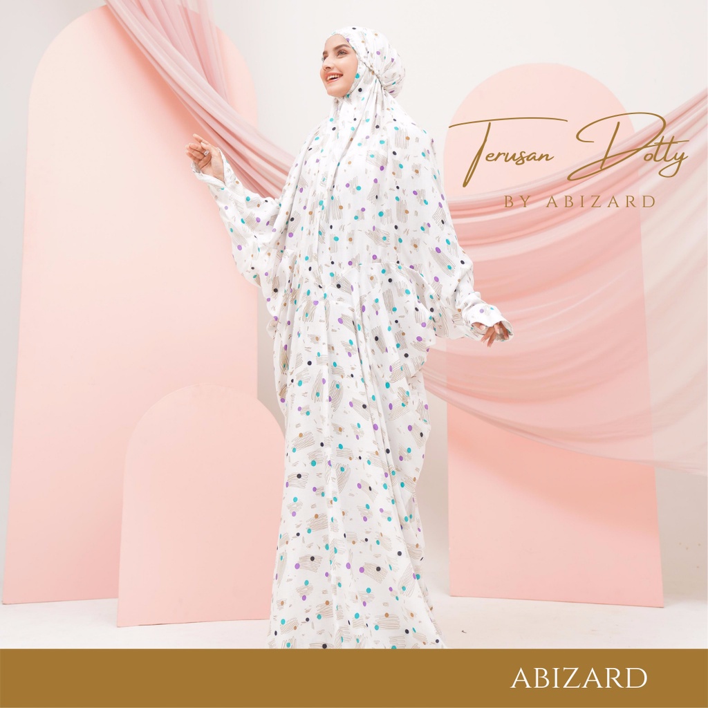 Abizard Mukena Terusan Dewasa Rayon Bali Motif Khodijah Abstrak Polkadot DOTTY Gratis Tas