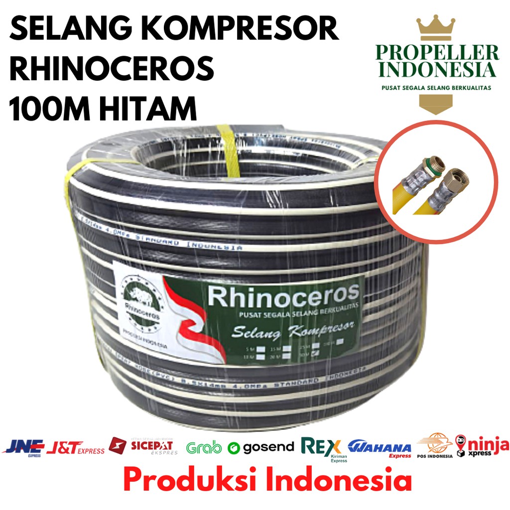 Selang Paket Kompresor Hitam RHINOCEROS 100M Selang Kompresor Angin Selang Kompresor Angin