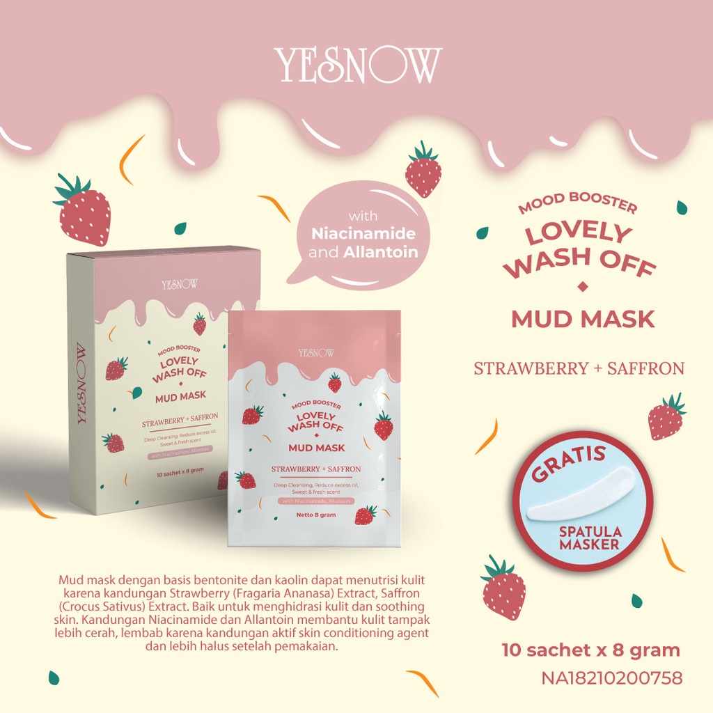 {LB} YESNOW Mud Mask Wash Off SACHET - SACHET Masker bubuk Wash off BPOM