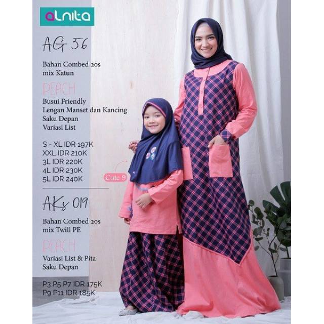Baju Muslim Couple Ibu dan Anak Alnita - Dress Couple ibu Anak - Sarimbit Keluarga