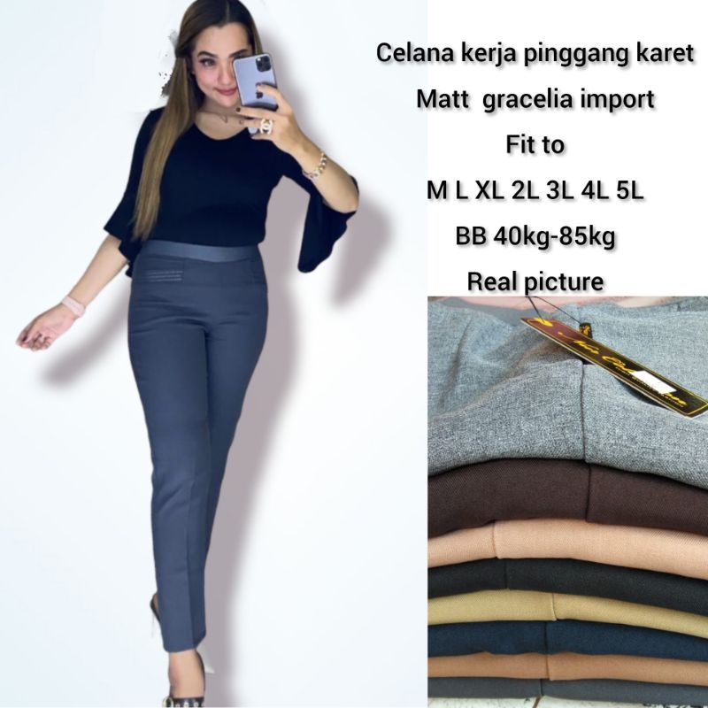 celana kerja karet pinggang wanita JUMBO kualitas premium bisa MELAR