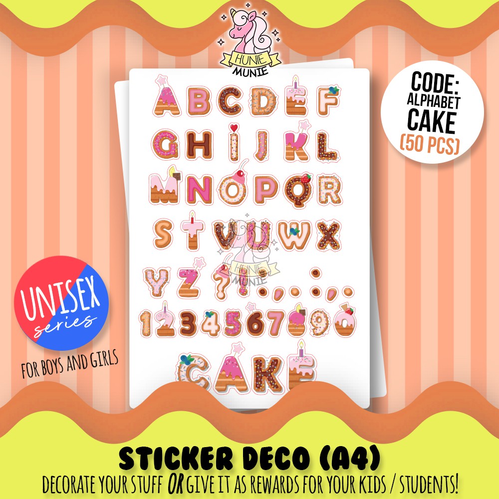 

Sticker Deco - Alphabet Abjad Cake Stiker Unisex - Hunie Munie