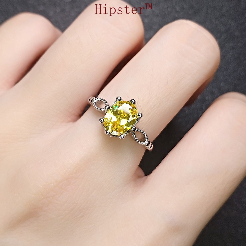 Simple Hot Fashion Trend Oval Citrine Adjustable Ring