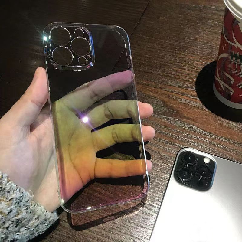 Soft Case Transparan Motif Laser Aurora Untuk iPhone 14 13 Pro max 12 11 XS max X XR 7 8 Plus SE 2020