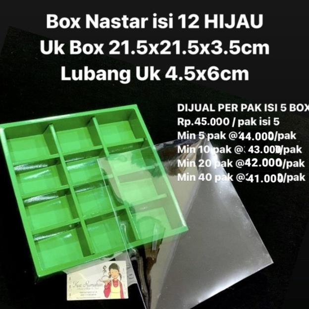 

[COD] Box Nastar Isi 12 Hijau Lubang Uk 4.5x6cm DIJUAL PER PAK ISI 5 BOX [COD]