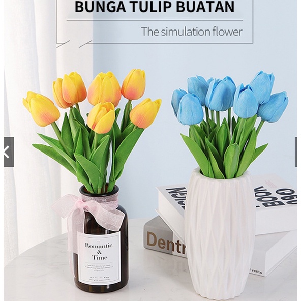 Tangkai Bunga Tanaman Hias Plastik Artificial /DEKORASI BUNGA Tulip Eucalyptus Krisan Seruni KB32