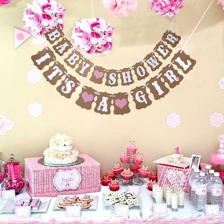 2pcs It S A Girl Baby Shower Banner Bunting Party Hanging Garland Home Decor
