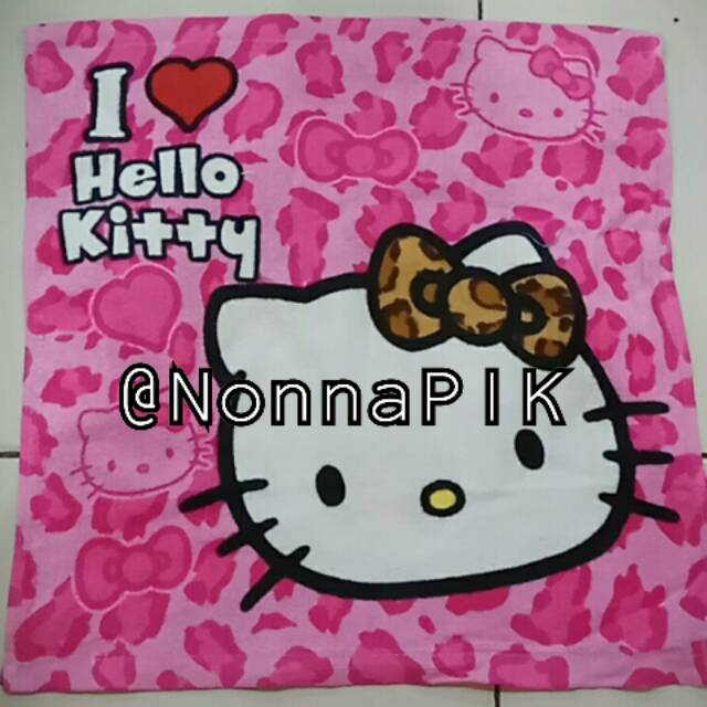 Sapu Tangan Hello Kitty Loreng Pink dan Cokelat