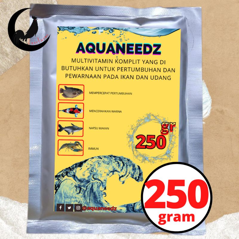 vitamin pertumbuban ikan dan udang 250 gram aquaneedz zeorfarm