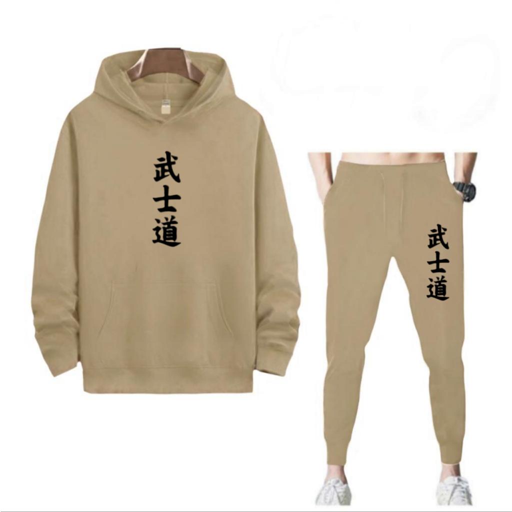 SETELAN BUSHIDO TULISAN CINA JEPANG JOGGER DAN HOODIE BAHAN TEBAL NYAMAN DIPAKAI TERLARIS