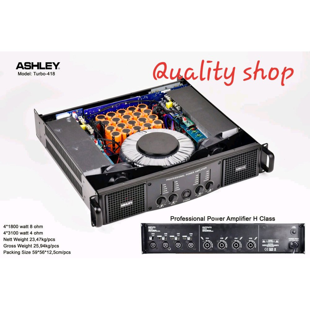 Murah  Power 4 channel ashley turbo-418 Class H kekuatan 4 X 3100 WATT  Limited