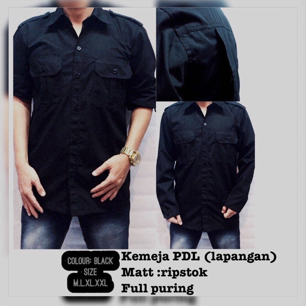 Download Kemeja Lapangan Kemeja Pdl Kemeja Outdoor Warna Hitam Shopee Indonesia