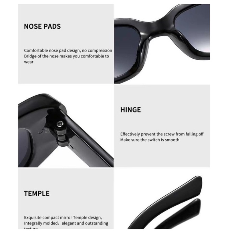 BAJ Kacamata Hitam Cewek Murah INS Fashion Kacamata Hitam Retro Gaya Sunglasses Women Frame Kotak Fashion Retro Vintage Sunglasses Korean KC027