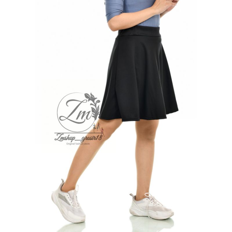 ROK PENDEK POLOS MIDI FLARE SKIRT / ROK PENDEK BAHAN SCUBA