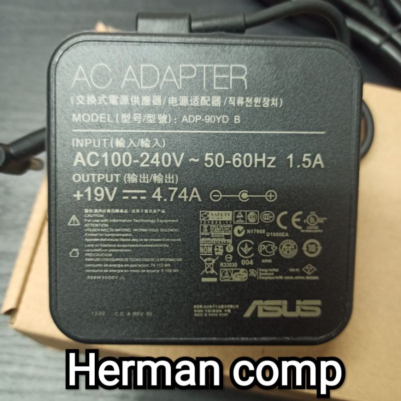 Original Adaptor Asus N43 N43S N46V X550 X550D X450J X73 P43 P53 U46 U57 19V 4.74A