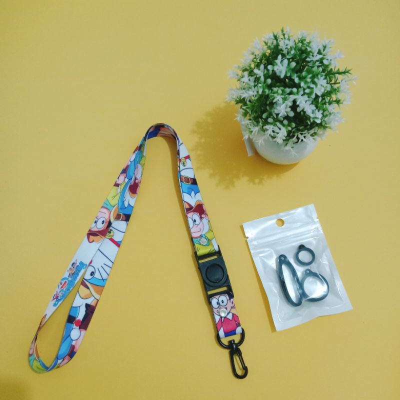 Jual Lanyard Pods Motif Doraemon 2 Free 3 Karet Oring Shopee Indonesia