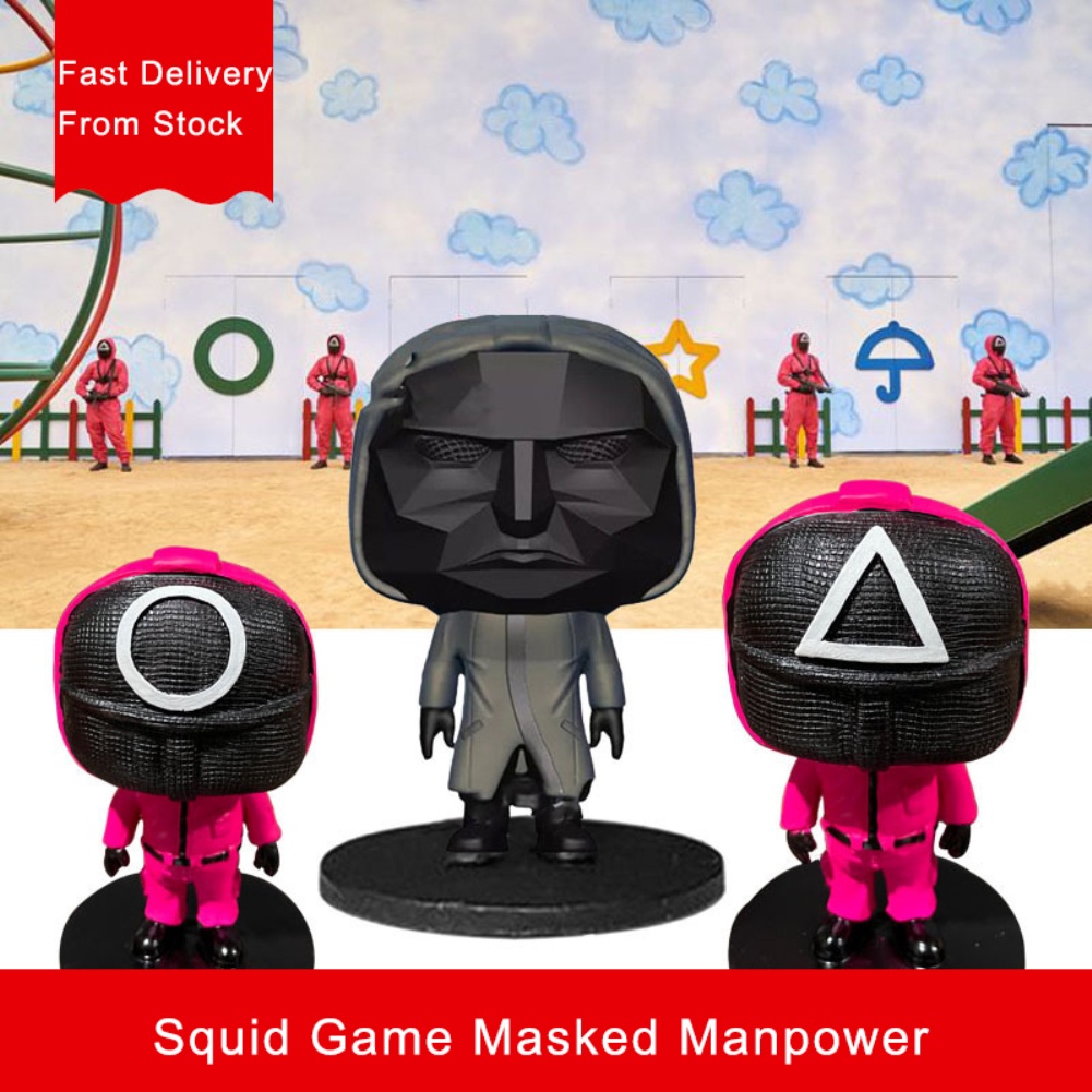 ready to ship !!! Squid Game Doll Korean Drama theme Jacket Man Masked Man Tv Figure Resin Statue Christmas Gift Halloween Desktop Ornaments OWT