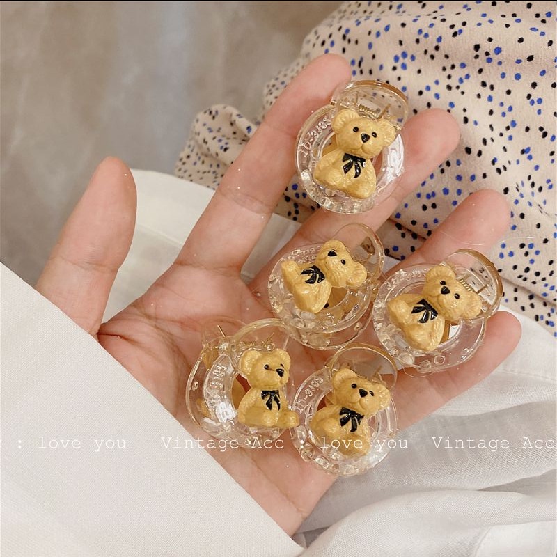 Jepit Rambut Bentuk Kartun Beruang Geometris Bahan Resin | Klip Poni Samping Bentuk Hiu | Aksesoris Rambut Untuk Wanita | Kotak Hadiah Untuk Hadiah