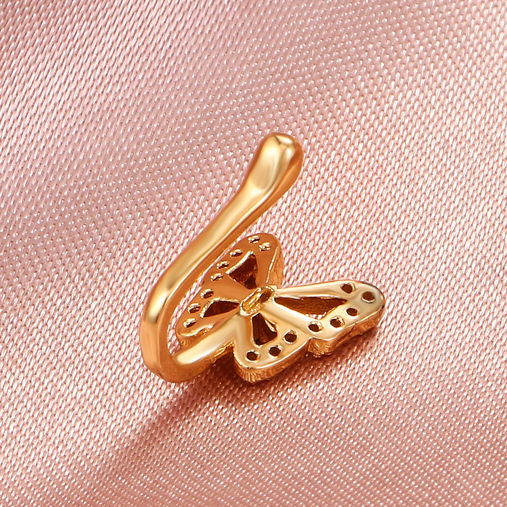 Cincin Tindik Hidung Palsu Desain Butterfly Adjustable Untuk Wanita