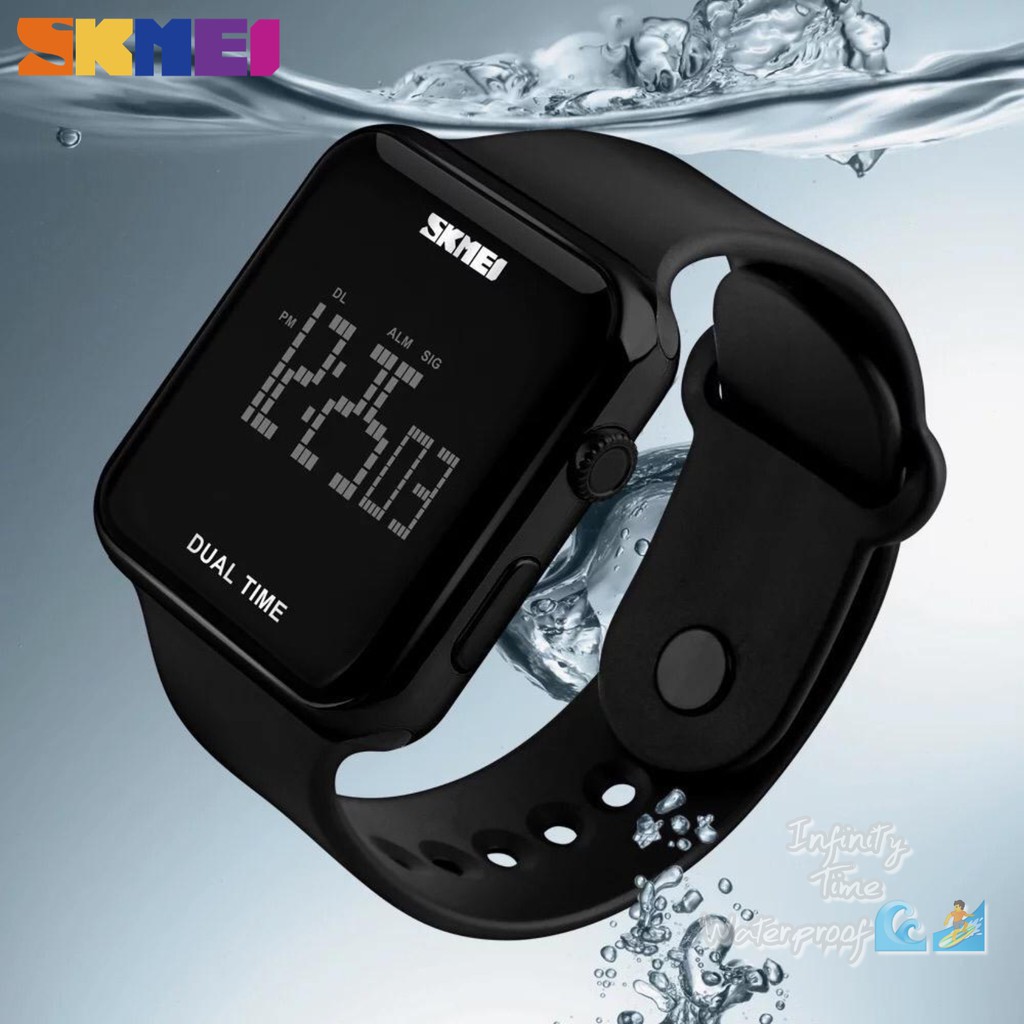 Jam Tangan Cowok Skmei 1271 Strap Rubber Digital Kualitas Original Waterproof