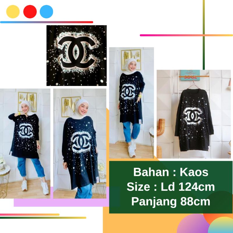 BJ Tunik Kaos Wanita Terbaru Jumbo Ld 120 Chann3l Tunic