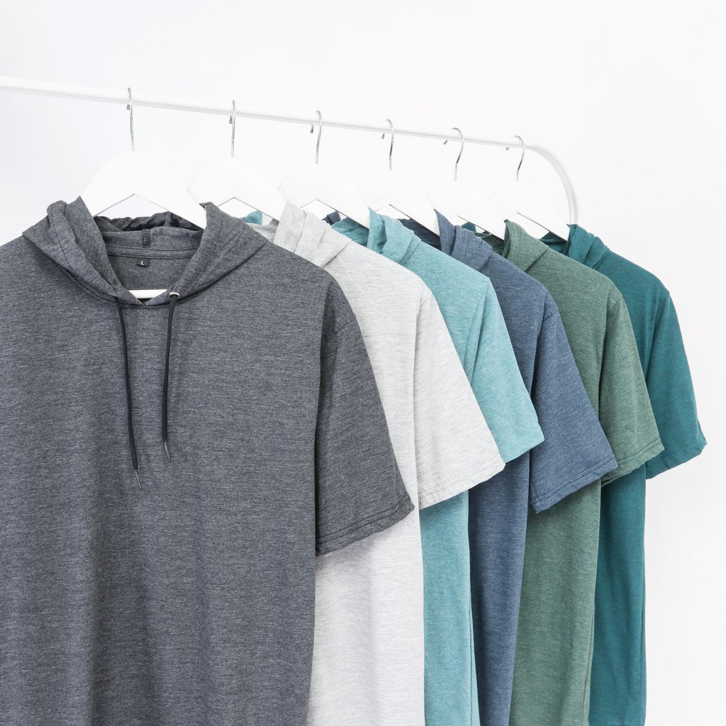 Kaos Hoodie Kupluk Tangan Pendek Unisex Warna Misty Series Kaos Hoodie Kupluk Tangan Pendek Unisex Warna Misty Series