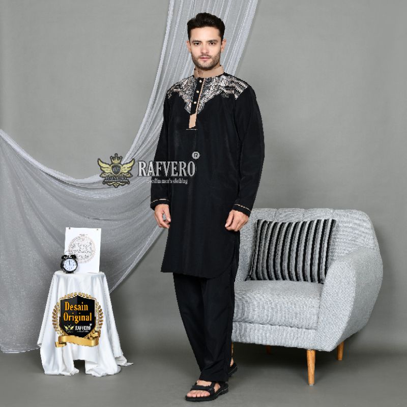 Setelan Baju Muslim Al- Ghazza ORIGINAL RAFVERO - setelan Baju Qurta